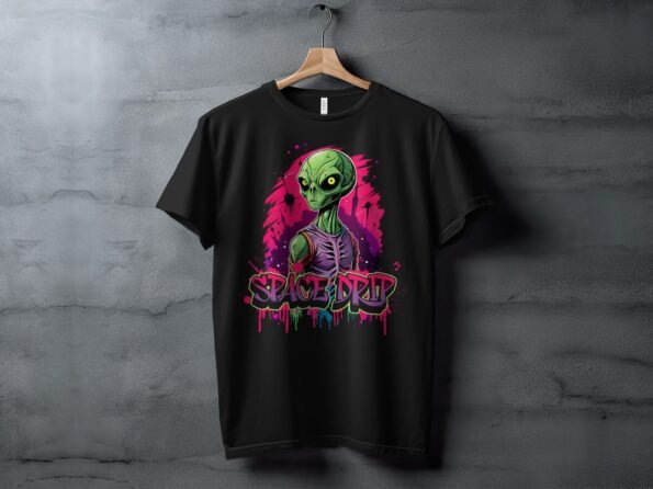 Space Drip Alien Extraterrestrial Graffiti Style T-Shirt